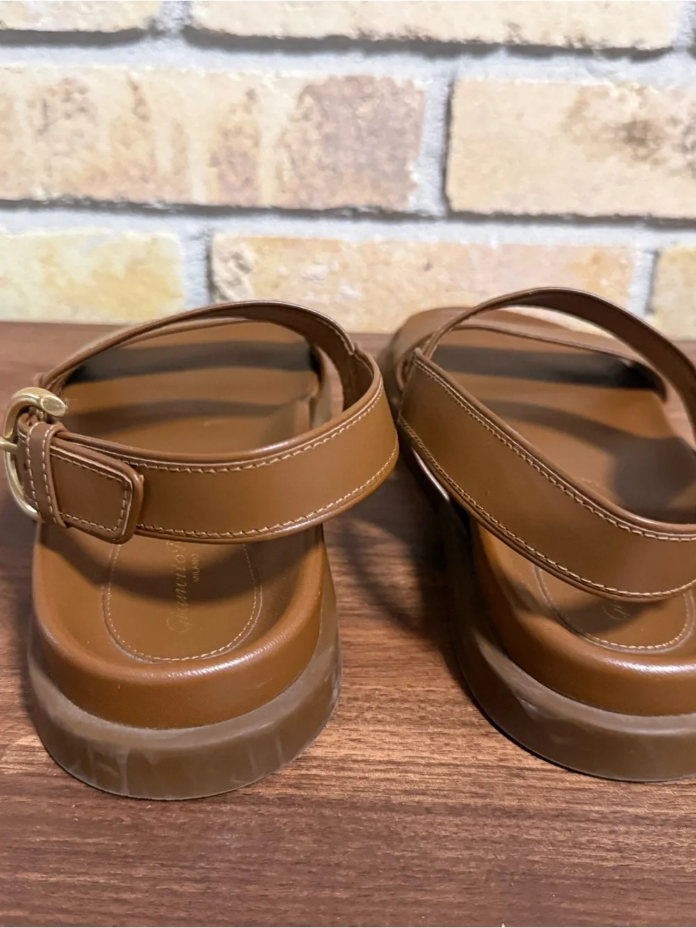 Gianvito Rossi Tan Leather Double-Strap Platform Sandals size 38